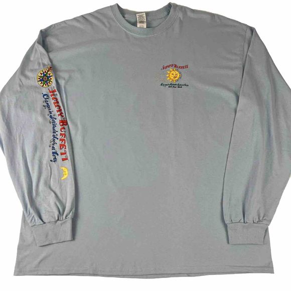 Jimmy Buffett Unisex 2XL Blue 2018 I Don't Know Tour Shirt Long Sleeve Crew Neck - Picture 4 of 13